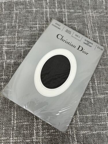 Christian Dior Diorissimo Pantyhose Nylons Hosiery Size 2 Black Up to 5'7" - Imagen 1 de 6