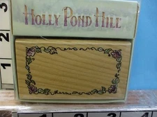 Holly pond hill flower leaf border tag rubber stamp 1k