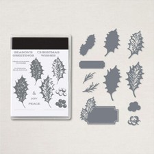 Leaves of Holly Metal Cutting Dies Clear Stamps Stencil Diy Scrapbooking Crafts