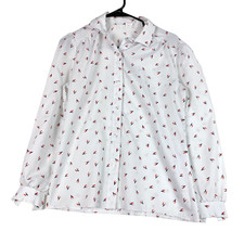 Vintage 80s Secretary Shirt Pinstripe Geometric Dress Shirt Womens 12