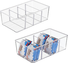 Vtopmart 2 Pack Food Storage Organizer Bins, Clear Plastic Bins for Pantry, and