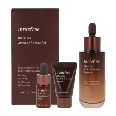 Innisfree Black Tea Ampoule Special Set (Ampoule 50ml + 10ml, Cream 10ml)