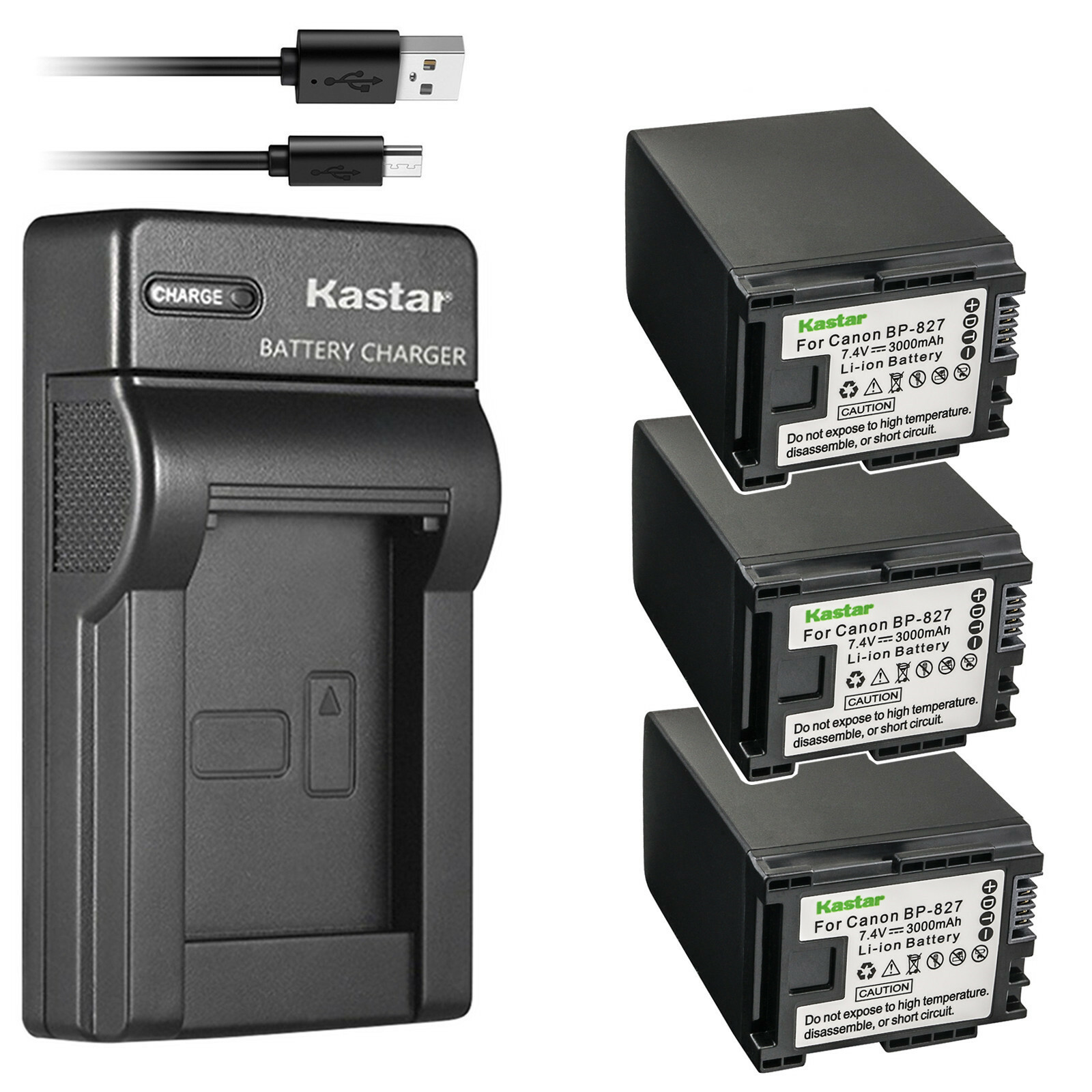 Kastar Battery Slim Charger for Canon BP-827 BP827 CG-800 & 