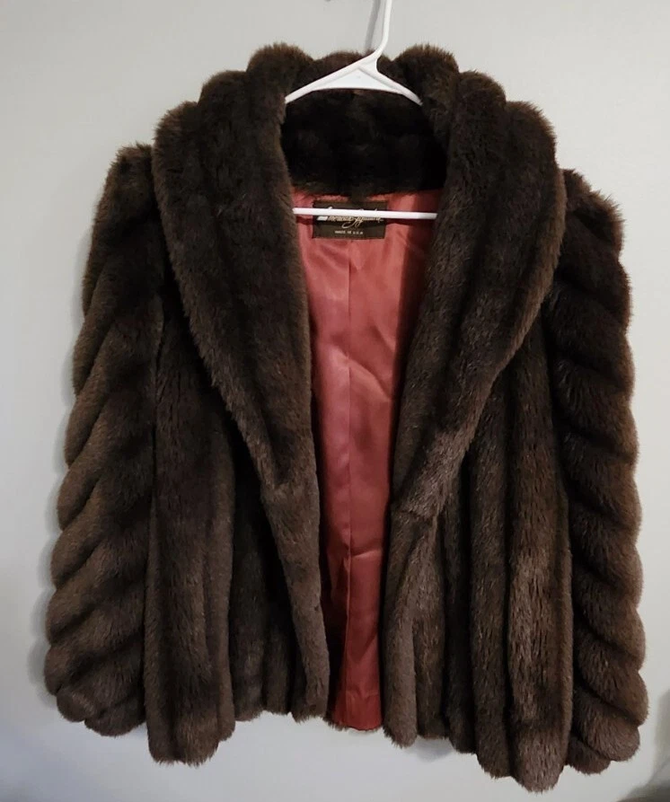 American Signature VTG Vintage Faux Fur Coat/Jacket Brown Size 7/9