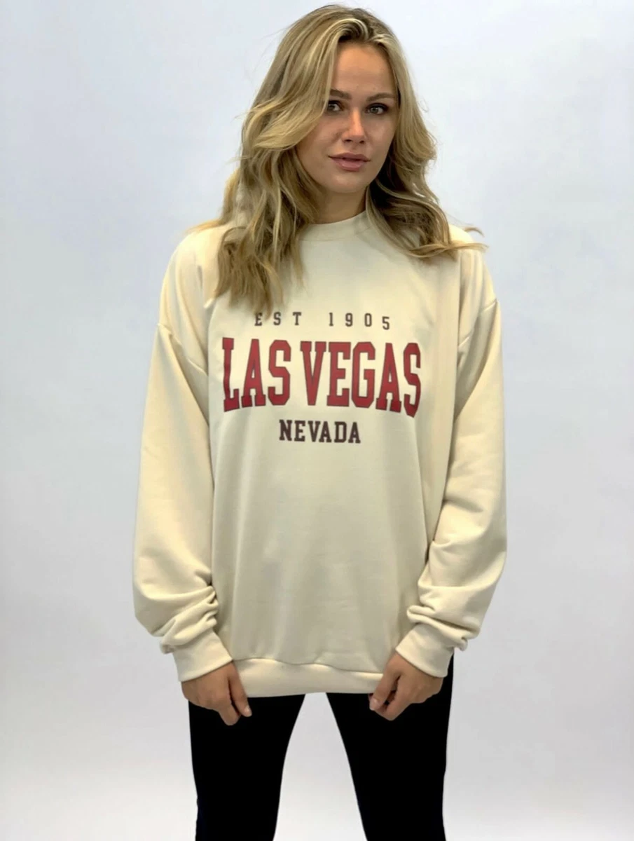 New Women s LAS VEGAS Oversized Sweatshirt Baggy Ladies Jumper Top