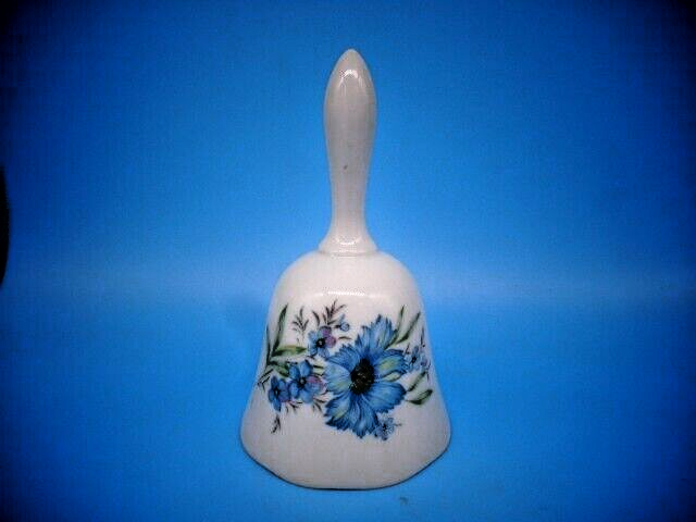 Vintage Inarco Japan Porcelain Bell w/ Blue Flowers Stamped E