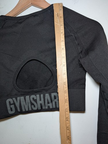Crop top sportivo Gymshark Flex manica lunga donna piccolo logo palestra allenamento - Foto 7 di 7