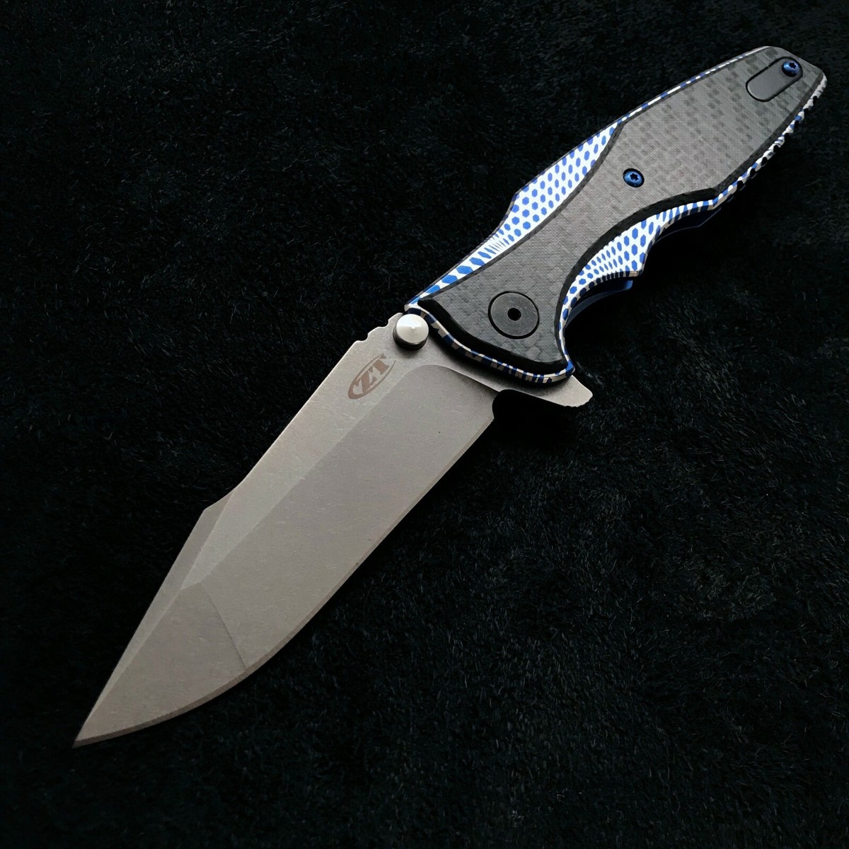 NAJADE 3 フィン KANSEPT Integra Flipper Knife Blue & White Carbon Fiber