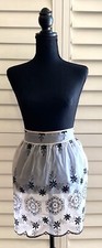 VTG MCM Sheer 1/2 Apron Delicate Pink Black w/Velvet Flowers 50s Pinup Chiffon
