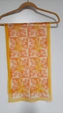 Womens Vintage Vera Silk Scarf, Orange Floral Print