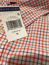 Polo Ralph Lauren Long sleeve Button down Check Shirt Sz 16 Boys 50 NWT