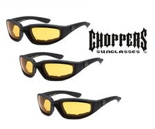 3 Pack Choppers Sunglasses W/ Wind Resistant Padded Foam Biker Ride Glasses ND