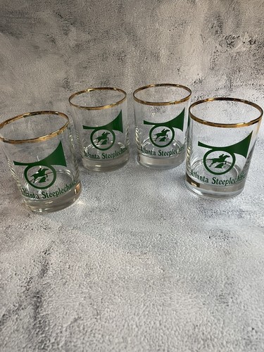 Atlanta Steeplechase Horse Racing Bicchiere da Bar Cocktail Bicchiere Set di 4 - Foto 1 di 3