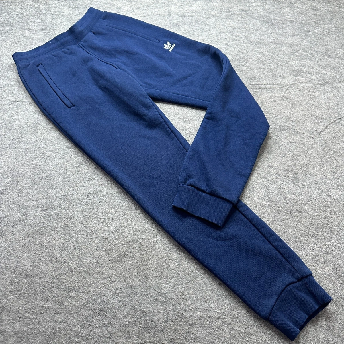 Adidas Originals Joggers Men S Blue Zipper Pockets Fleece Trefoil