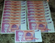 1 NOTE FROM TESLA BUNDLE $1000 CURRENCY BANKNOTE MONEY NOTE BILL CASH ORANGE RED