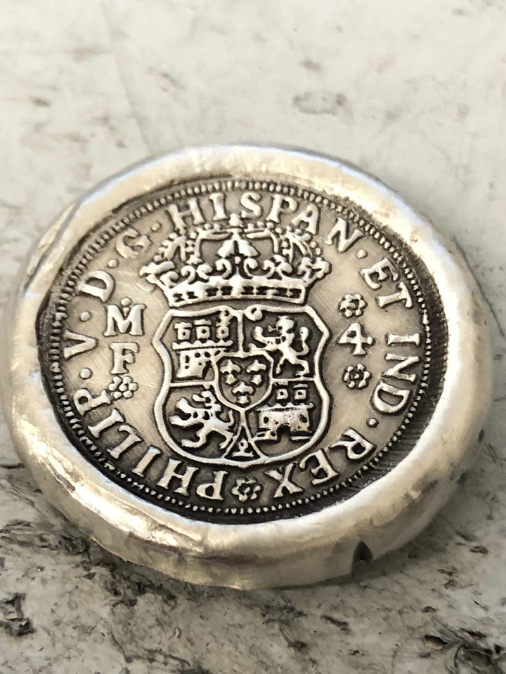 1 Ozt MK BARZ Dos Caras Estampada Completa "Moneda 4Reales" REDONDA .999 FS Foto 3 de 4