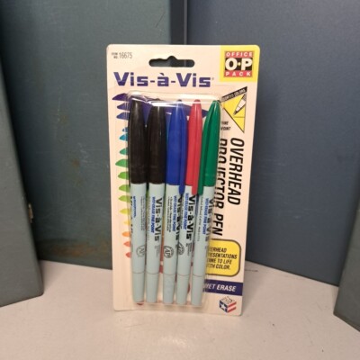 Sanford Vis-à-Vis Black Blue Red Green NOS Overhead Projector Pens Sealed - READ