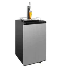 JEREMY CASS 20 in. Single Tap Stainless Steel Kegerator, Keg Beer Cooler