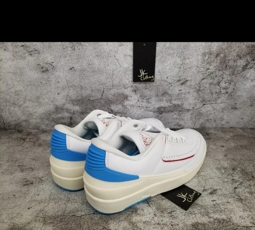Nike Women's 10 Air Jordan 2 Low Retro UNC to Chicago White Blue Red DX4401-164  - Picture 2 of 10