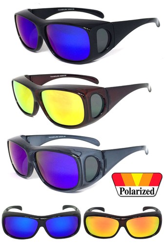 1 oder 2 Paar polarisierte verspiegelte Gläser PASSEND ÜBER Sonnenbrille Abdeckung Rx Brille UV 400 - Bild 1 von 25