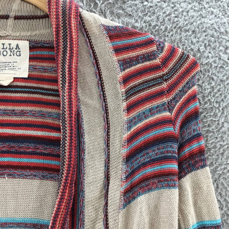 Cárdigan suéter Billa Bong frente abierto para mujer S multicolor beige tejido a rayas Foto 3 de 4