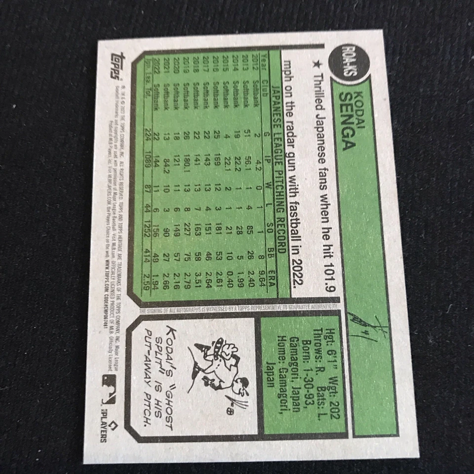 2023 Topps Heritage Kodai Senga Real One Rookie Auto Autograph #KS Mets - Image 2 of 2