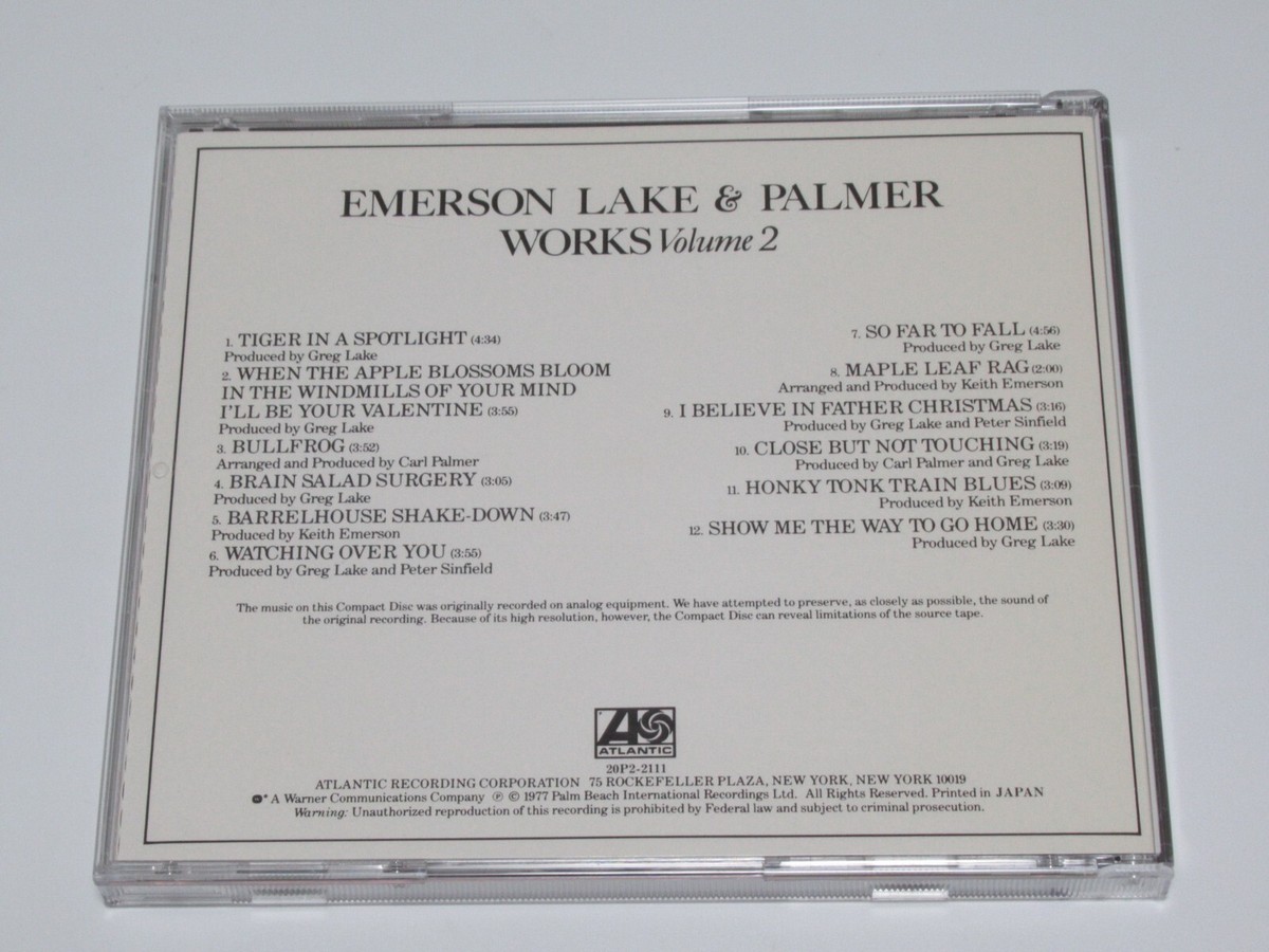 EMERSON LAKE & PALMER WORKS VOLUME 2 JAPAN CD 20P2-2111