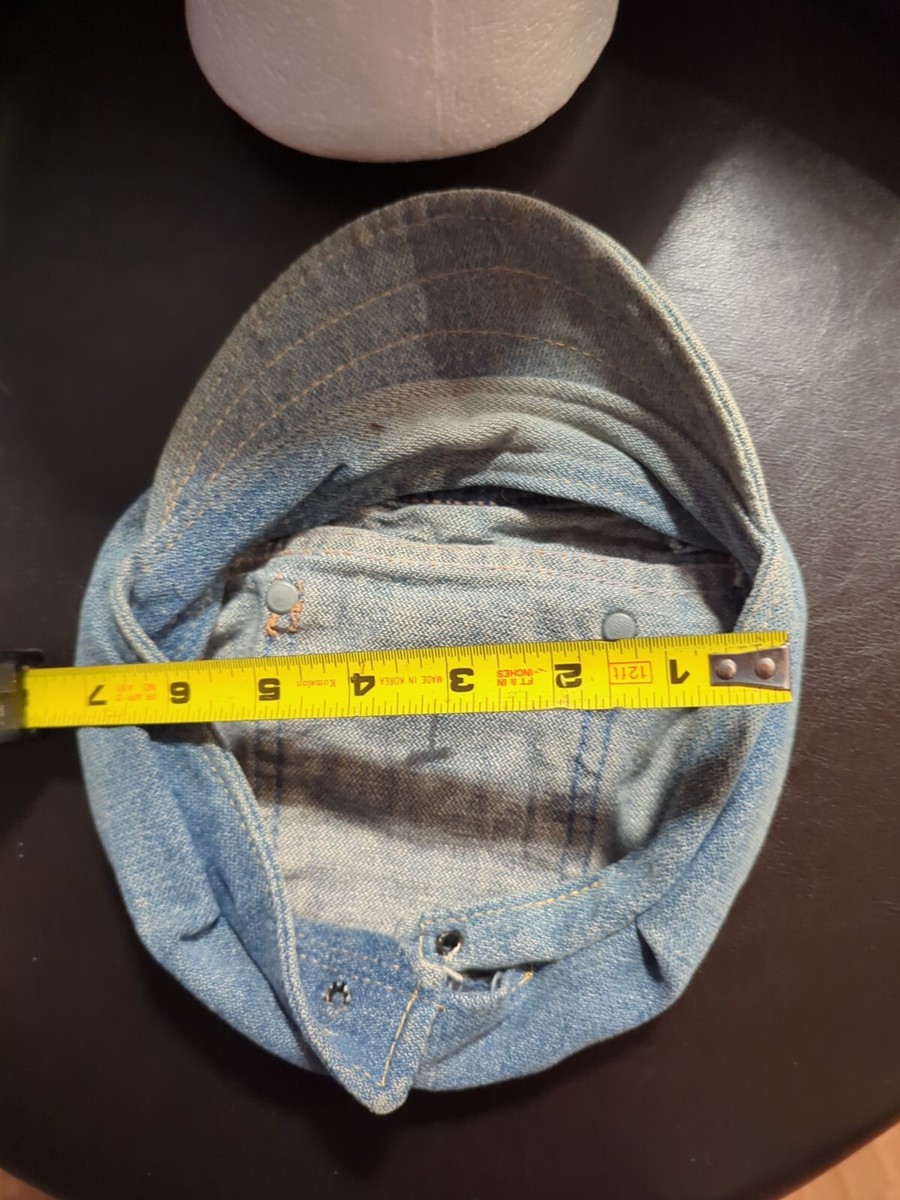Vintage 70s Homemade Cabbie Hat Cap Retro Denim Boho