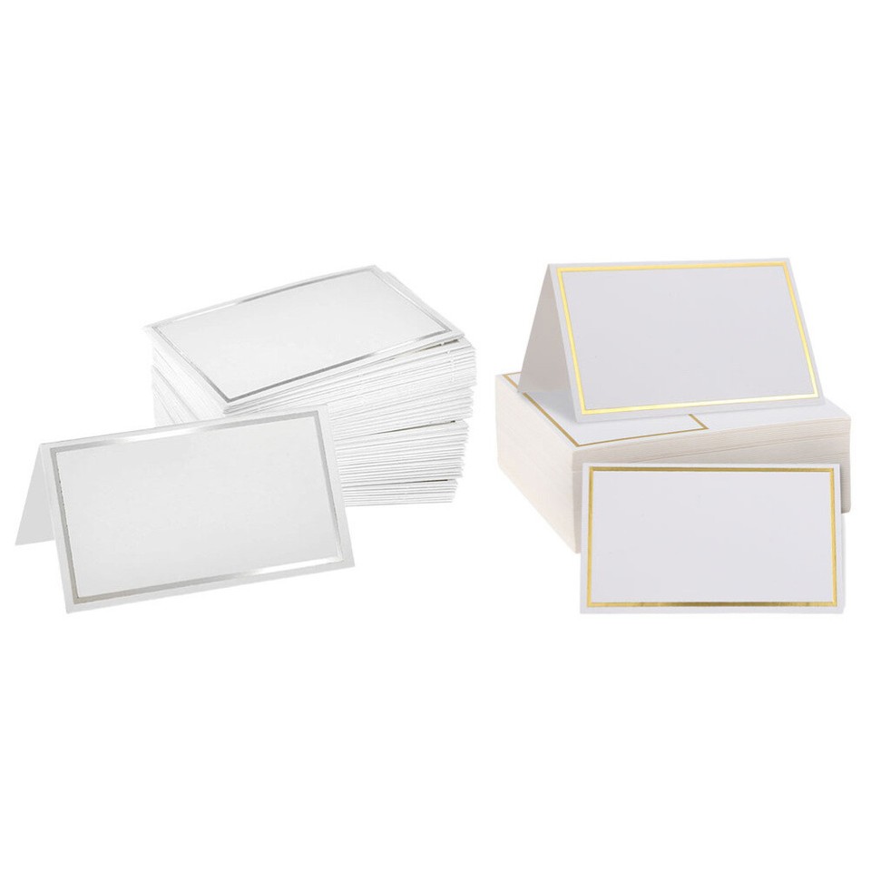 100 Pcs Place Cards for Table Setting Rectangle Blank Tent Seat Tented