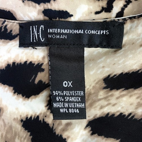 INC Beige 3/4 Sleeves Animal Print Surplice Mini Dress Plus Sz 0X MSRP $99 B2013 - Picture 7 of 9