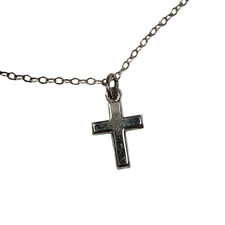Sterling Silver Cross Charm Pendant Necklace 18" God Faith First Communion