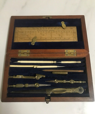 Antike technische Zeicheninstrumente von W H Harling Nr. 834 von 1880 - unvollständig