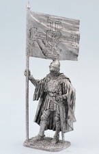 Teutonic Knight with a Banner, 1400. Tin Toy Soldier 54mm 1/32