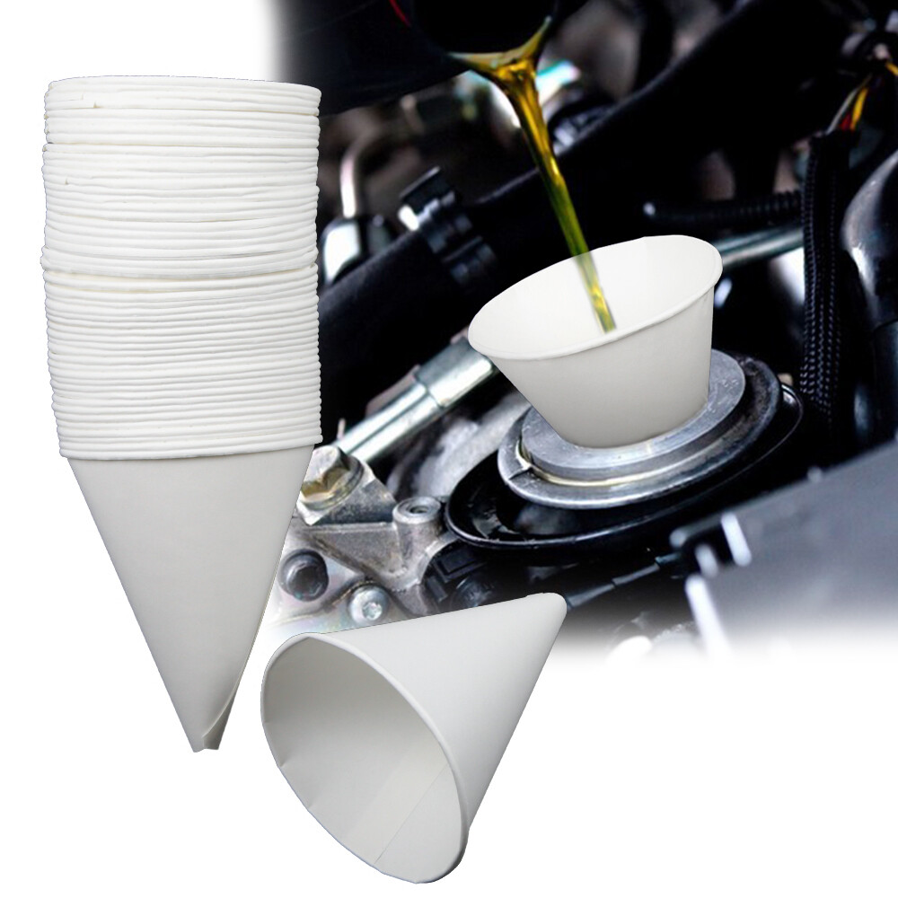 25/50pcs Disposable Funnel For Single Use Engine Oil Funnel Paper Cone