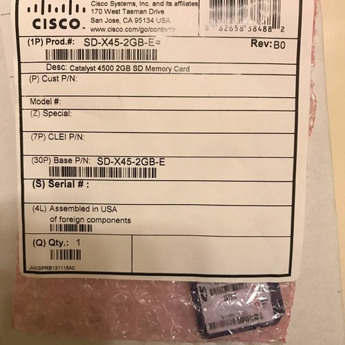 NEW SD-X45-2GB-E CISCO Catalyst 4500 2GB SD Memory Card for WS-X45-SUP8-E Qty - Picture 2 of 2