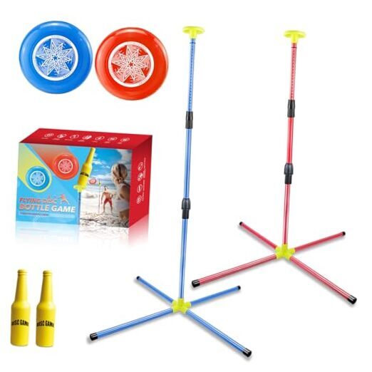Ultimate Outdoor Flying Disc Game Set, Bottle Game with Height Adjustment