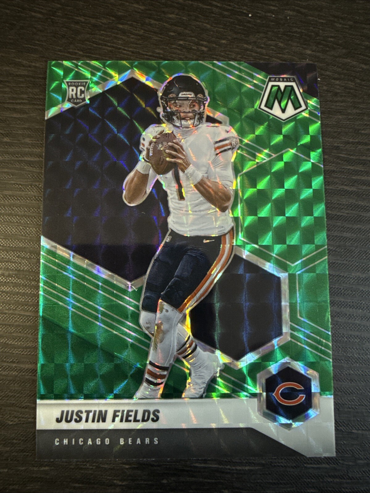 JUSTIN FIELDS 2021 MOSAIC NFL GREEN PRIZM ROOKIE BEARS RC