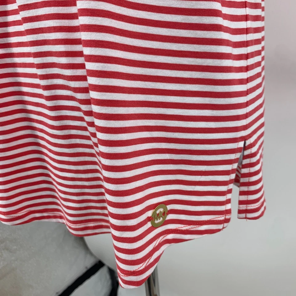 Camiseta sin mangas Michael Kors para mujer M mediana sandía a rayas sin mangas cuello redondo Foto 4 de 4