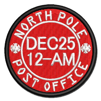 North Pole Christmas Postmark Santa Claus Mail Stamp Embroidered Iron ...