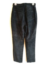 Vintage Harold's Black Leather Suede High Waist Sz 8 Tapered Pants 0146 
