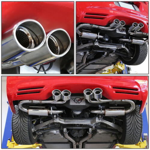 FOR 97-04 CORVETTE C5/Z06 QUAD 4.25" OVAL TIP STAINLESS EXHAUST CATBACK SYSTEM - Picture 8 of 10
