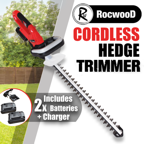 Electric Cordless Hedge Trimmer Cutter 20V 52cm RocwooD Batteries And