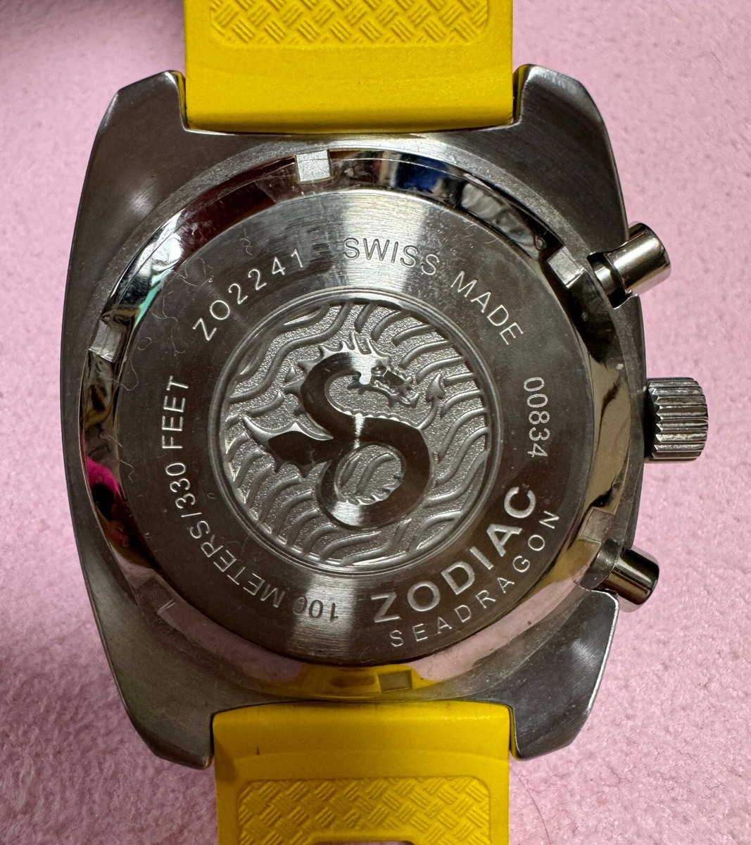 Vintage Diver Style Zodiac Sea Dragon Chronograph Yellow Green
