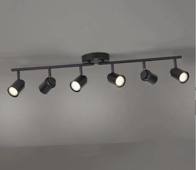 LED Deckenleuchte Flur Deckenlampe Balkenspot 6x dreh-/schwenkbare Spots Schwarz