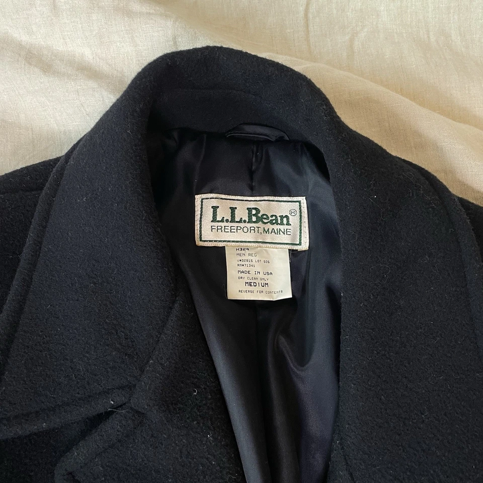 Vintage LL Bean Freeport Maine Wool Full Length Trench Coat Made In USA Medium - Image 2 of 4