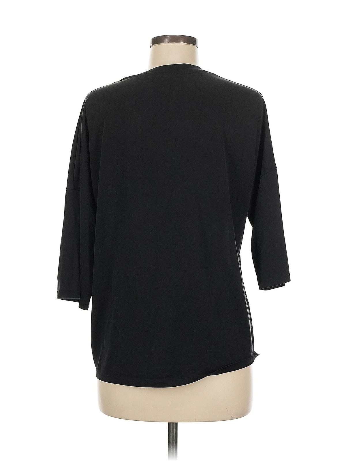 Mango Women Black 3/4 Sleeve T-Shirt M thumbnail 2