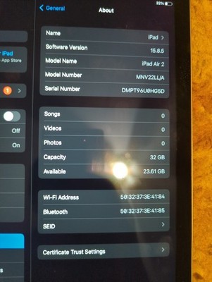 Apple iPad Air 2 A1566 32 GB, Wi-Fi, 9.7 in - Silver