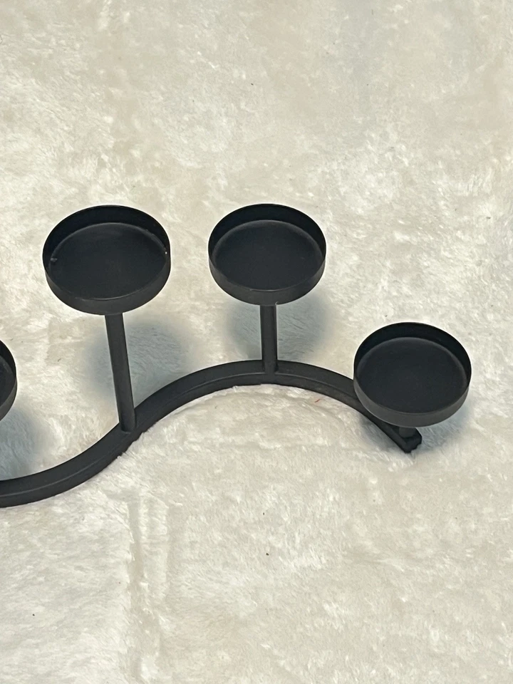 Black Metal 5 Tier Tea Light Candle Holder S Curve 12" Long 6" Tall for 2" Dia - Image 3 of 4