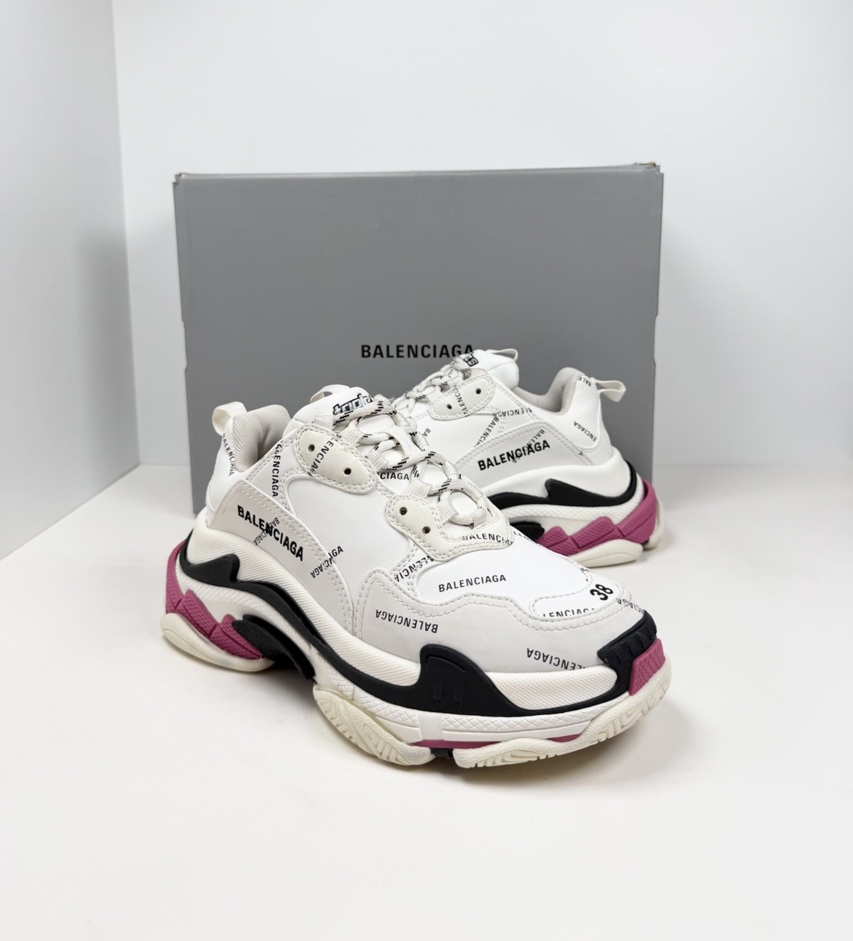 Size 38EU/8W - Balenciaga Triple S All over Logo Sneakers💗 RETAIL $1K! thumbnail 2