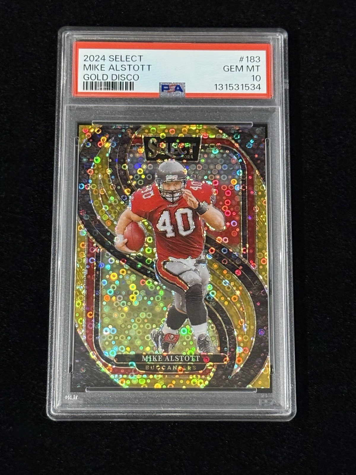 Mike Alstott 2024 Panini Select #183 Gold Disco Prizm #’d/10 PSA 10 GEM MINT